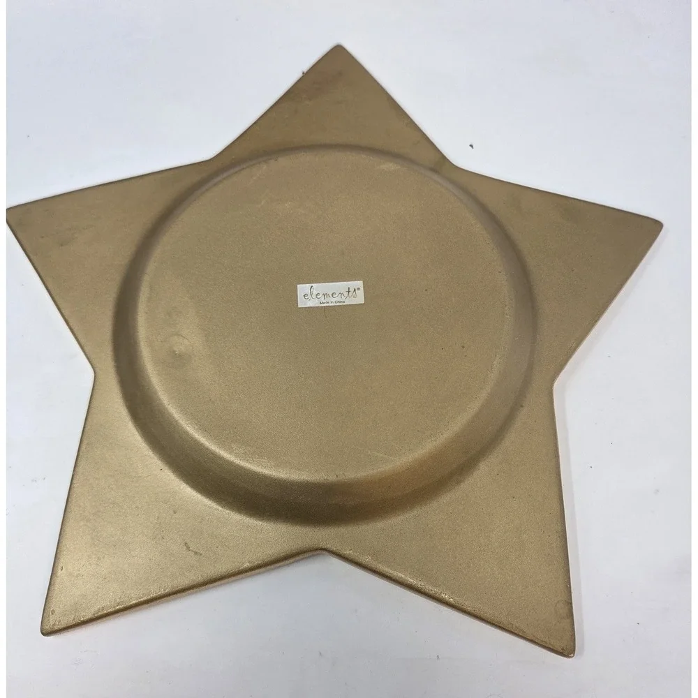 Elements Gold Star Tray Berry Pinecone Wreath Candle Ring Centerpiece No Candle